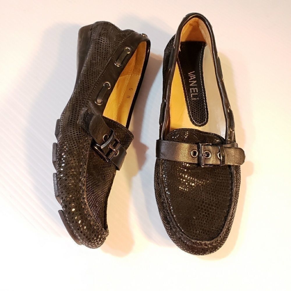 Vaneli Black Reptile Driving Moccasins size 6M